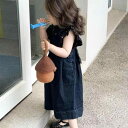 子供服 パンツセット 女の子 デニムサロペット ショートトップス 上下セット 春夏 薄手 綿