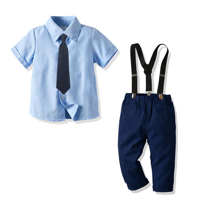 子供用フォーマルウェア 春秋 パンツセットアップ 男の子 半袖シャツ 長ズボン 蝶ネクタイ付き コット..