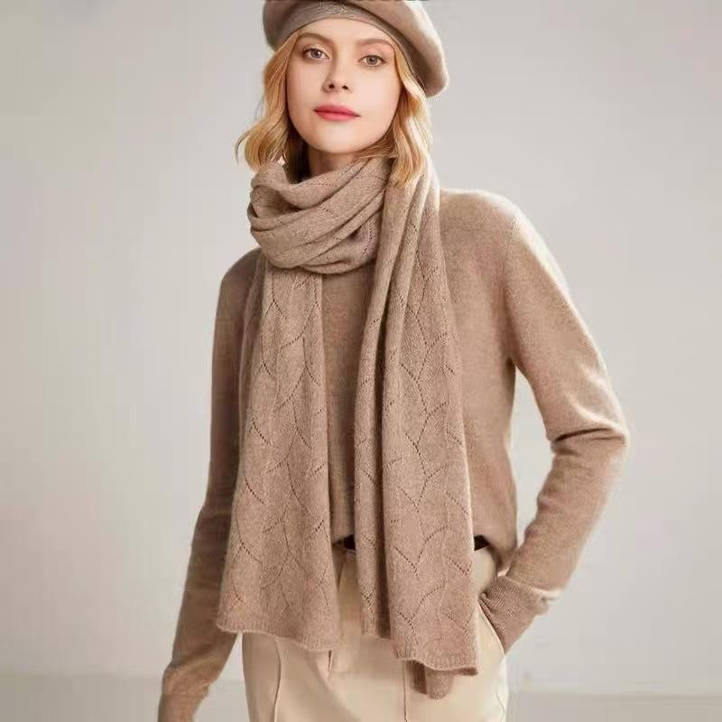 マフラー レディース 秋冬 100% ピュアウール 暖かい ニット ショール ストール 大判 無地 薄手 白 青 ..