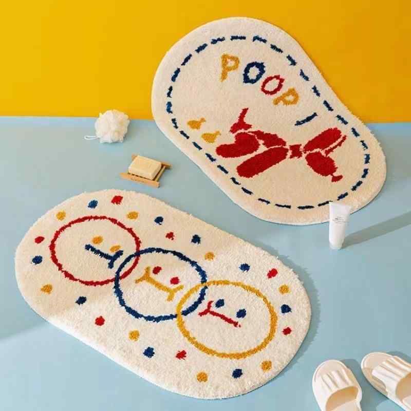 ラグ カーペット バスマット 犬柄 アニマル 玄関マット 寝室 リビング 強力吸水 滑り止め付き 楕円形 長方形 洗濯機洗い可能 かわいい