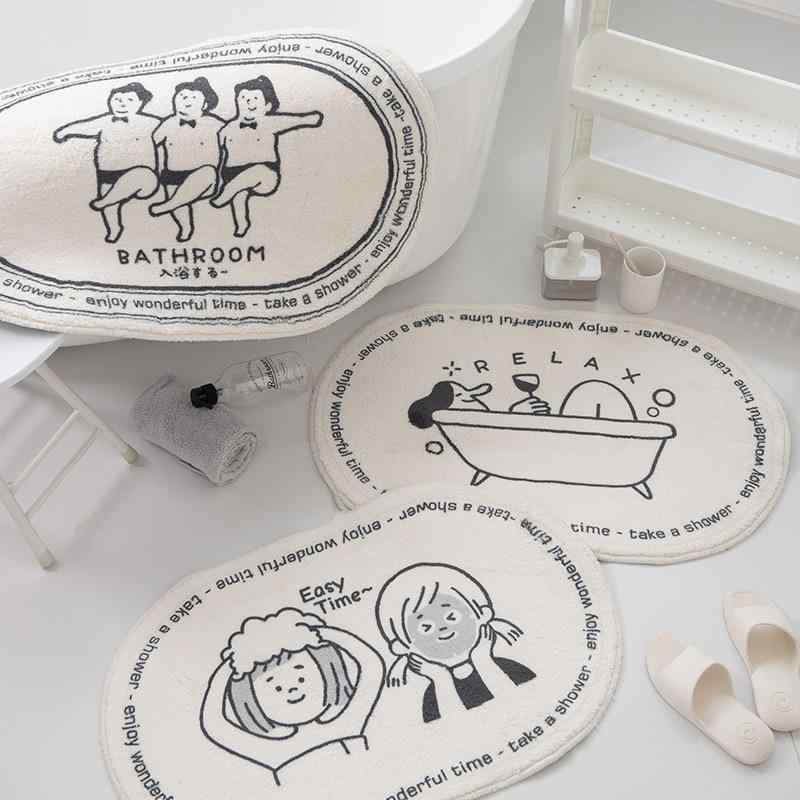 玄関マット レディース キッチン バスマット 吸水 速乾 カーペット ラグ ポリエステル 繊維 アニマル柄 かわいい 楕円形 40 60cm 50 80cm 60 90cm