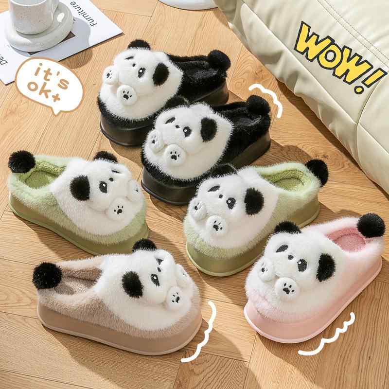 ルームシューズ レディース 厚底 パンダ スリッパ 秋冬 あったか かわいい 室内履き 防寒 EVA ぬいぐる..