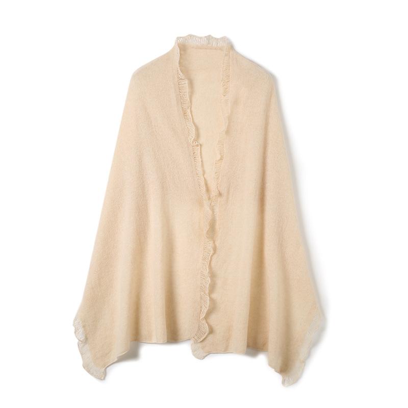 ストール レディース ファッション小物 ウール ニット ショール 韓国風 フリル 秋冬 白色 青 灰色 コー..