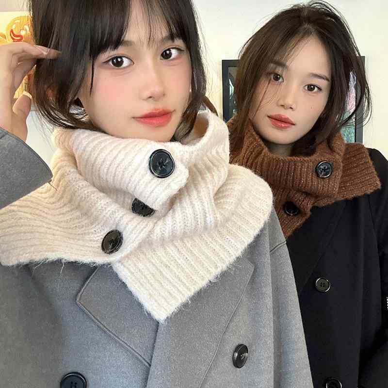 ネックウォーマー レディース 秋冬 ウール混 スヌード ショール 2way 無地 韓国風 かわいい オフホワイト ブラック グレー コーヒー 黄緑 あったか 防寒