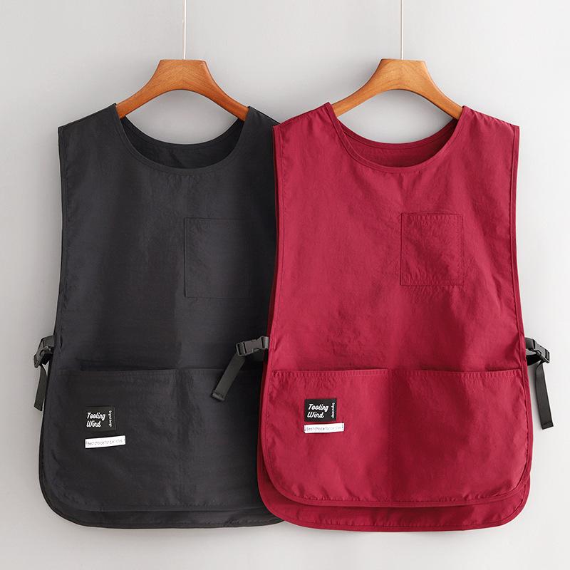 エプロン レディース 防汚 撥水 ポリエステル 仕事着 カフェ 料理教室 ワークエプロン ベスト ショート..