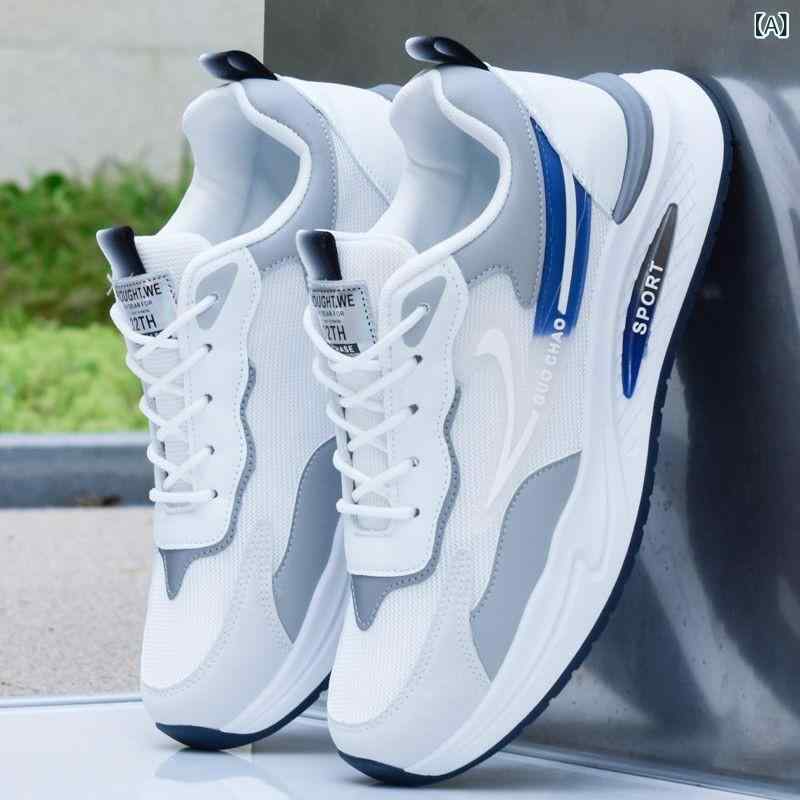 スニーカー メンズ 男性用 運動靴 ランニングシューズ メッシュ 通気性 伸縮性 普段使い カジュアル 白 黒 灰色 黄色