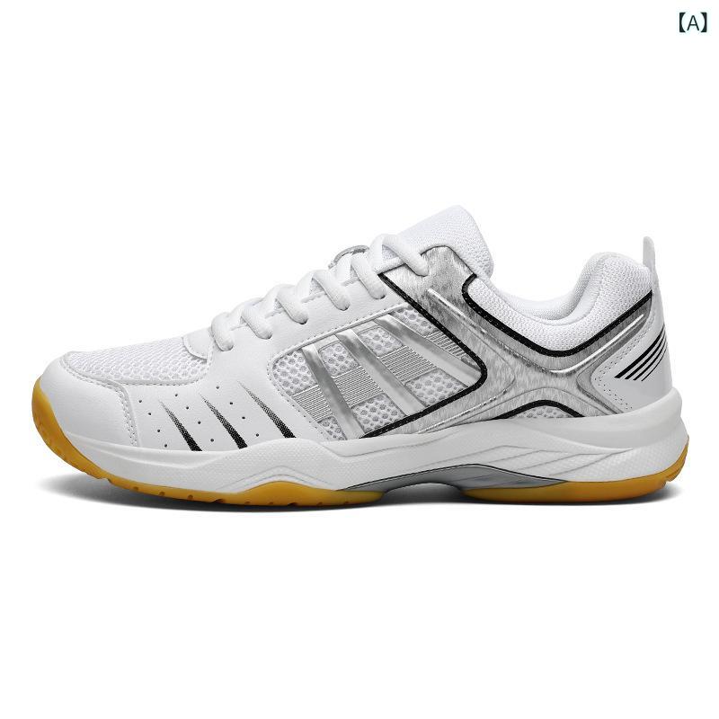 羽毛球シューズ 男女兼用 トレーニングシューズ 運動靴 ローカット スニーカー スポーティー 体育館 インドア 室内 練習用 滑り止め 通気性 クッション性 白 シルバー 紺