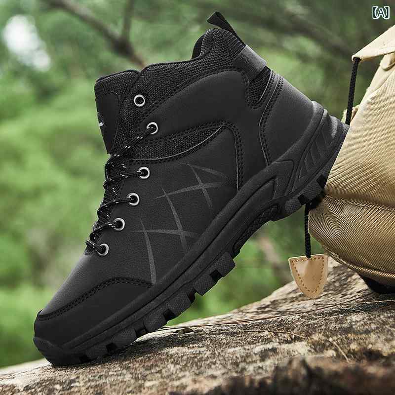スニーカー メンズ 男性用 アウトドア シューズ 耐摩耗 ワーク カジュアル 運動靴 スポーツシューズ 登山靴 トレッキングシューズ 黒 ブラック グレー 緑 グリーン 春夏 秋冬 大きいサイズ