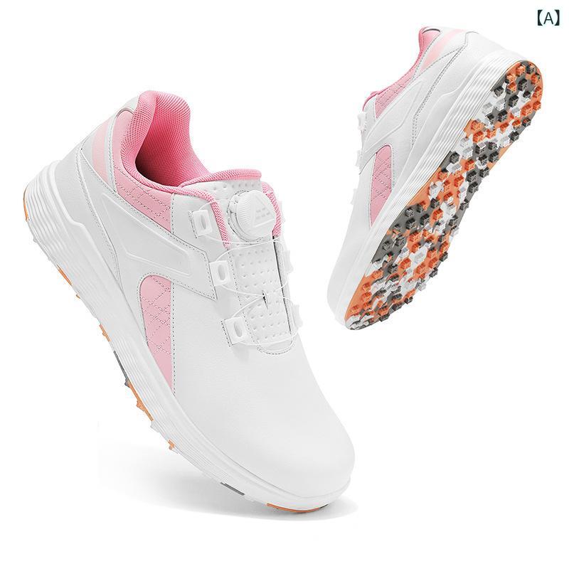 ゴルフシューズ 男女兼用 スパイクレス ローカット 紐靴 運動靴 スポーツシューズ カジュアル 普段使い 通気性 防滑 抗菌 超軽量 幅広 甲高 ラウンドトゥ 白 ピンク系 グレー 22.5cm〜28cm