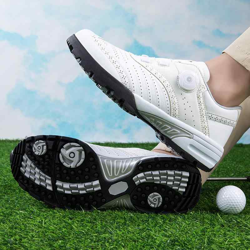 ゴルフシューズ 男女兼用 防水 滑り止め スパイクレス 超繊維 スポーツシューズ 白 黒 灰色 ランニング ウォーキング 運動靴 幅広 甲高 クッション性