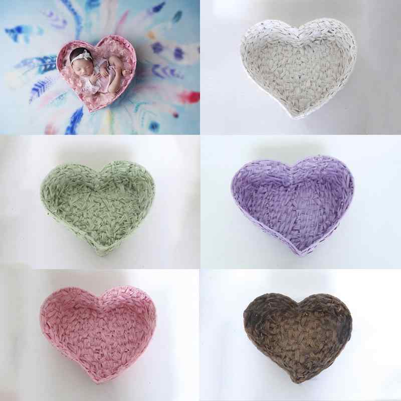 ベビー 写真撮影用 ハート型 フレーム 新生児 赤ちゃん スタジオ 写真小道具 手編み 田園風 パステルカラー