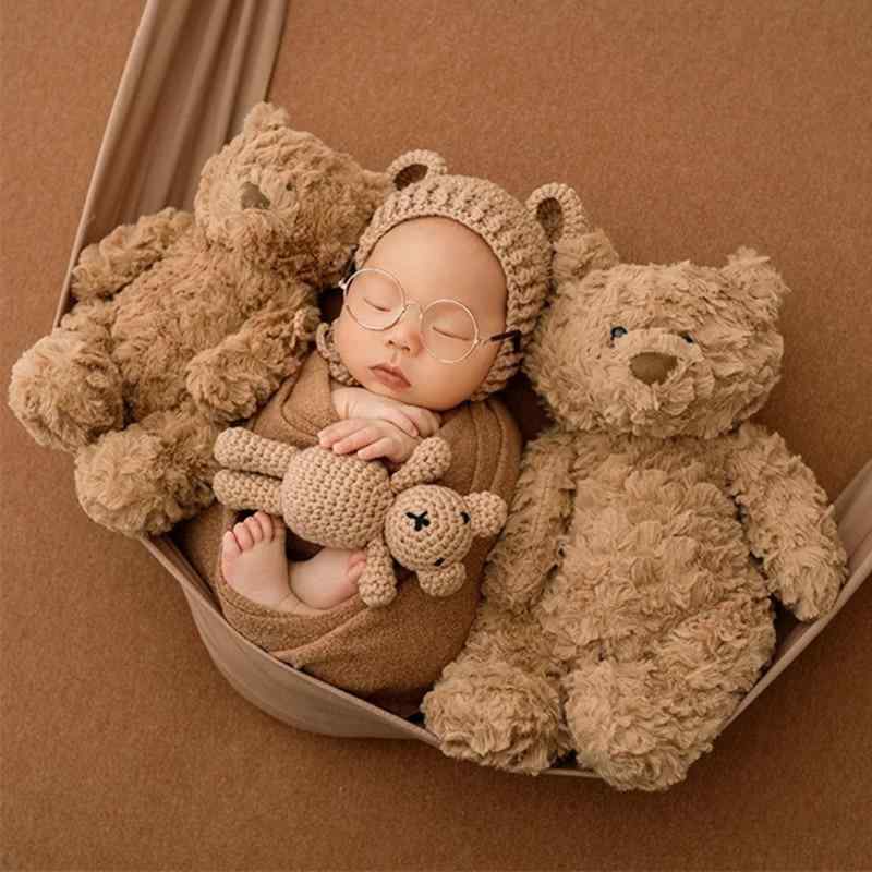 ベビー服 コスチューム 新生児 かわいい 小熊 ニット ラップ 満月 写真 撮影用 背景布 小物 セットアッ..