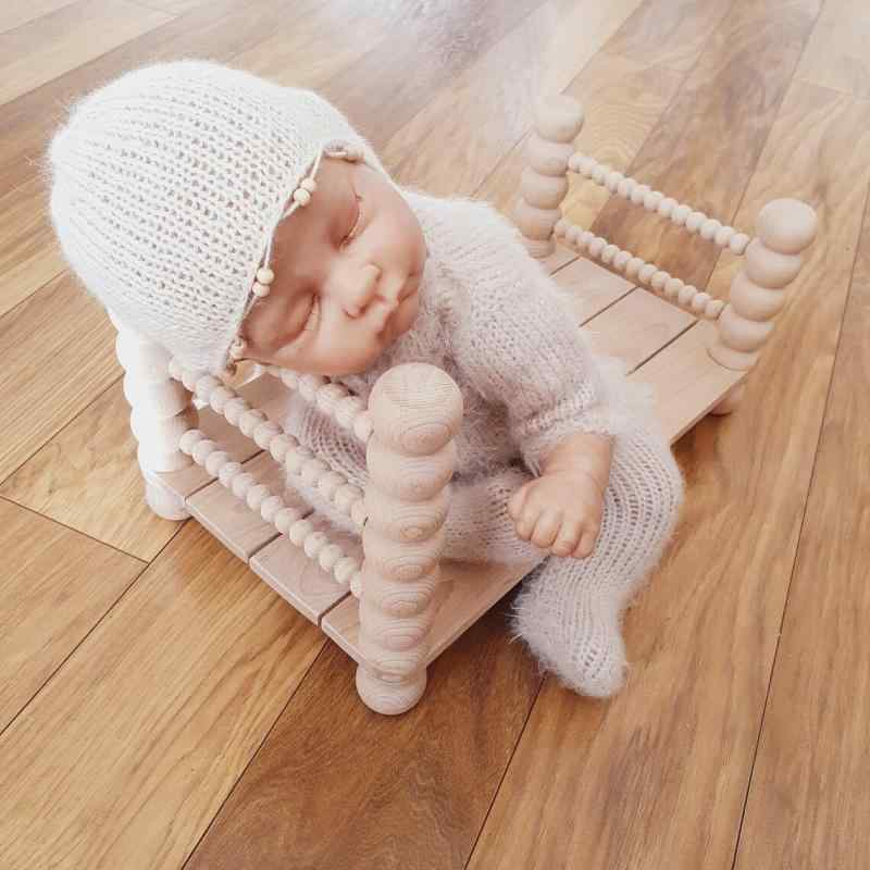 ベビー 新生児 撮影用 小道具 ベッド 木製 ヨーロッパ風 原木色