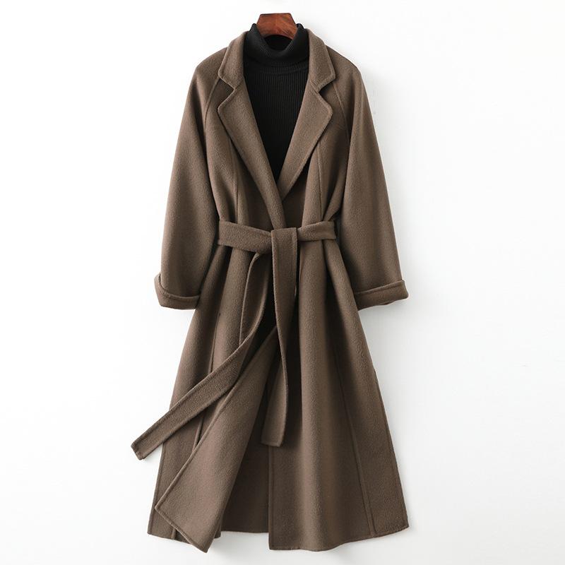 コート レディース ダブルフェイス 羊毛 ウール ミドル丈 オーバーサイズ ゆったり 秋冬 グレーカーキ..