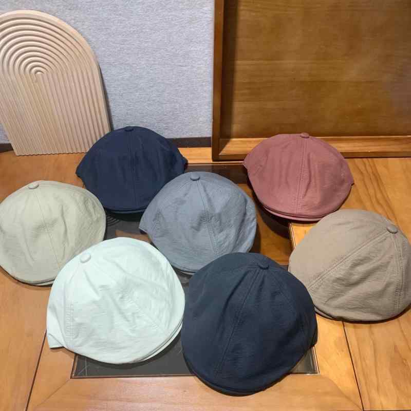 ベレー帽 レディース 短つば コットン 速乾 帽子 春秋 薄手 大きめサイズ 小顔効果 ブラック アイボリ..