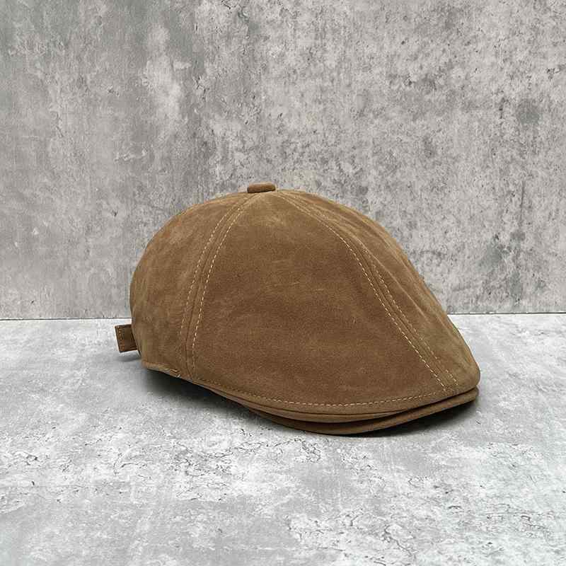 ベレー帽 メンズ 秋冬 レトロ スエード調 ハンチング帽子 英国風 調整可能 防風 日よけ ブラック カー..