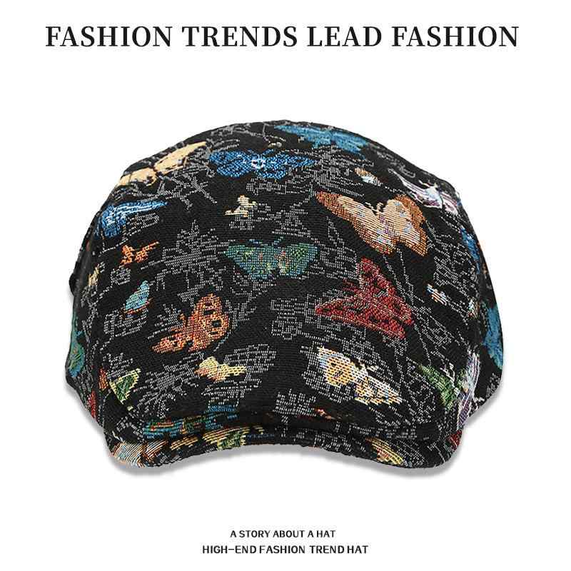 帽子 レディース 秋冬 ベレー帽 中国風 蝶 刺繍 コットン 個性的 エレガント 日よけ 紫外線対策 カジュ..