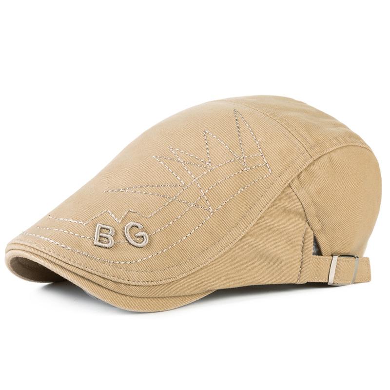 ベレー帽 男性用 コットン 刺繍 キャップ 遮光 画家帽 レトロ 春秋 カーキ ブラック グレー ブラウン ..