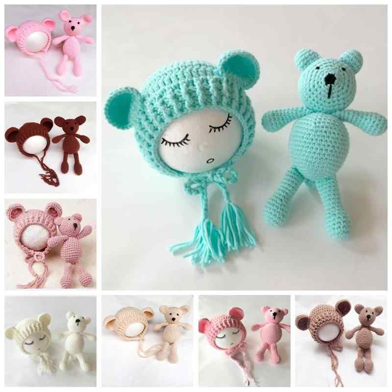 ベビー コスチューム 新生児 写真撮影用 着ぐるみ ニット帽 クマ ぬいぐるみ セット かわいい 記念撮影..