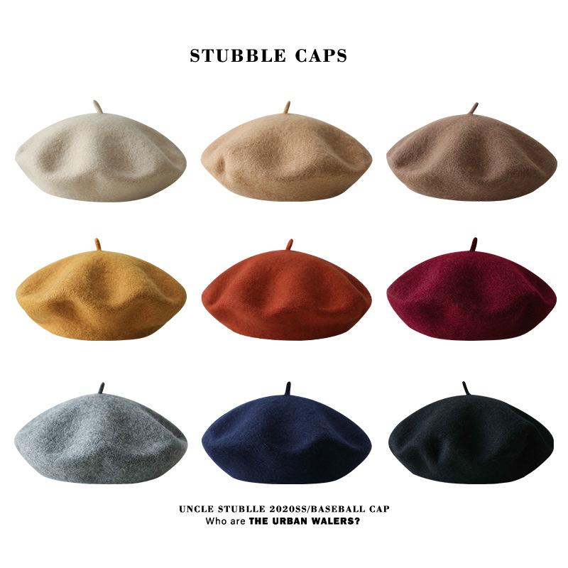 ベレー帽 レディース 秋冬 ウール混紡 小顔効果 日よけ 紫外線対策 かわいい おしゃれ 韓国風 ベージュ系