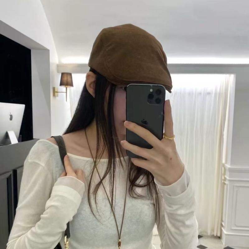 ベレー帽 レディース 秋冬 スエード 無地 小顔効果 キャップ 帽子 コーヒー 酒 красное 黒 卡其色