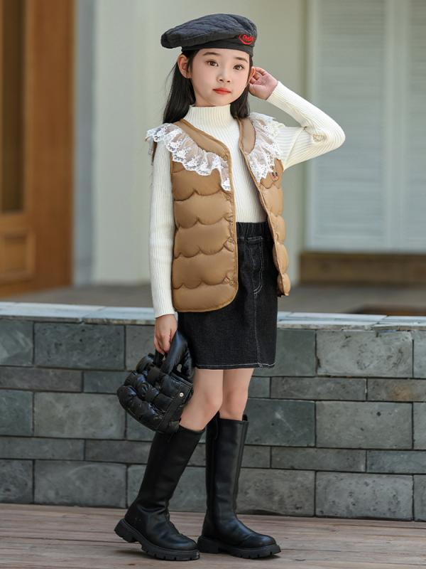 子供用ベスト ガールズ 秋冬 中綿入り 暖か かわいい 裏起毛 ベビー キッズ ピンク系 パープル