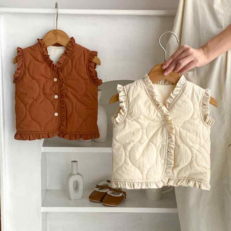 ベビー服 秋冬 女の子 Vネック ベスト カーディガン 厚手 幼児 赤ちゃん Nursery コーデュロイ風 ポリ..