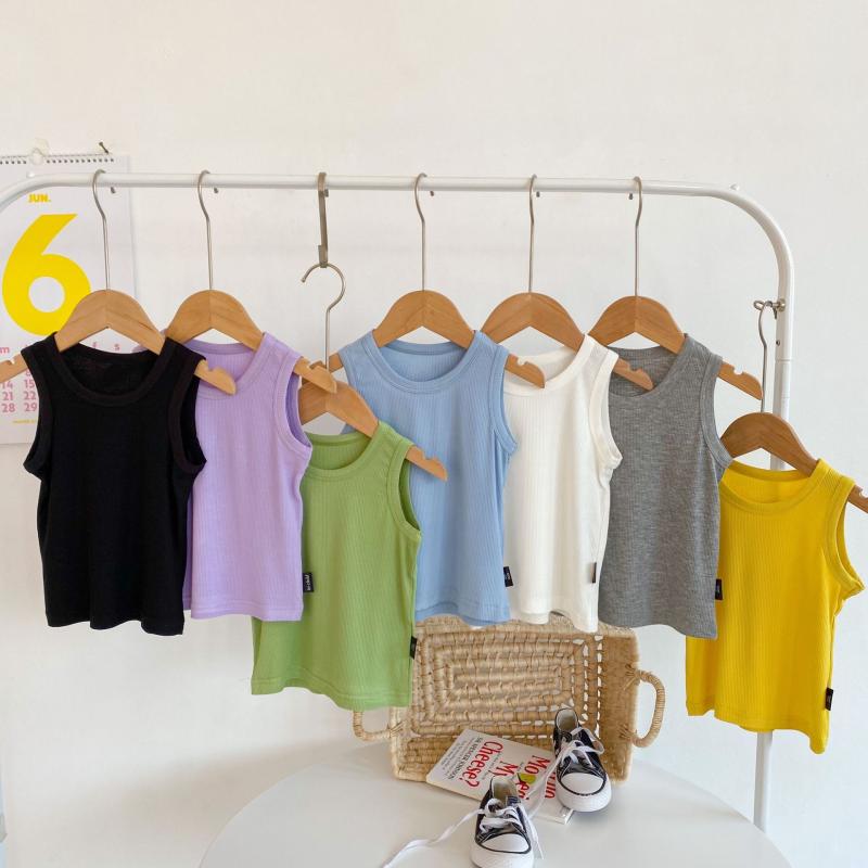 子供用タンクトップ ベビー服 ノースリーブ 無地 モダール カットソー 男女兼用 キッズ トップス イン..