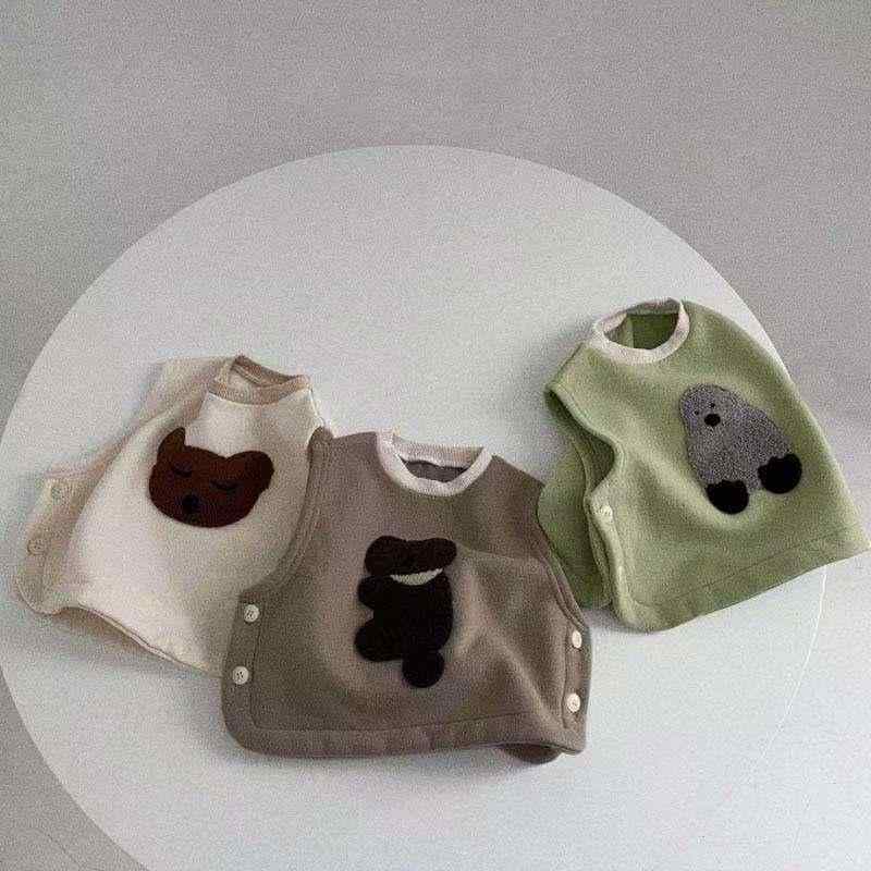ベビー服 子供用 フリース ベスト 男女兼用 かわいい 動物柄 あったか 秋冬 ベージュ 狼 アボカド ペン..