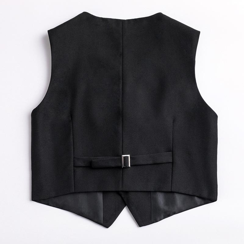 子供用ベスト 薄手 春秋 男の子 フォーマル 大サイズ 学生 演出 発表会 黒 紺色 ポリエステル