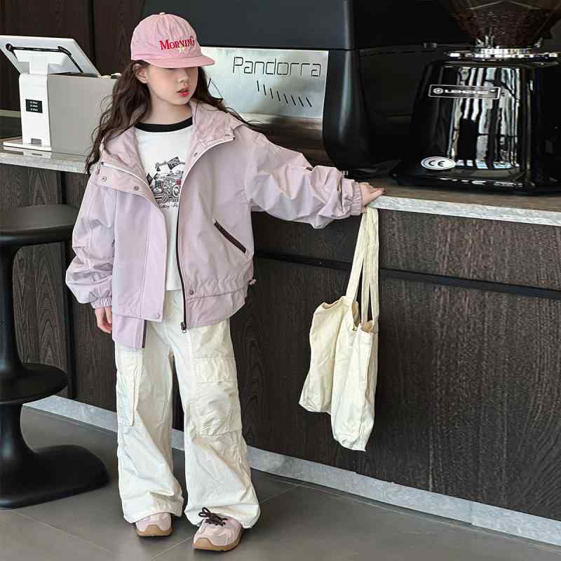 子供服 アウター ジャケット 秋冬 女の子 撥水加工 防風 フード付き ジップアップ パーカー ジャンパー..