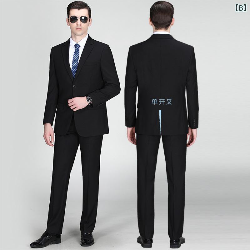 スーツ メンズ 男性用 ビジネス フォーマル ウール 混紡 春秋 ゆったり 紳士服 結婚式 二次会 パーティー 165 170 175 180 185 190 195 紺色 黒