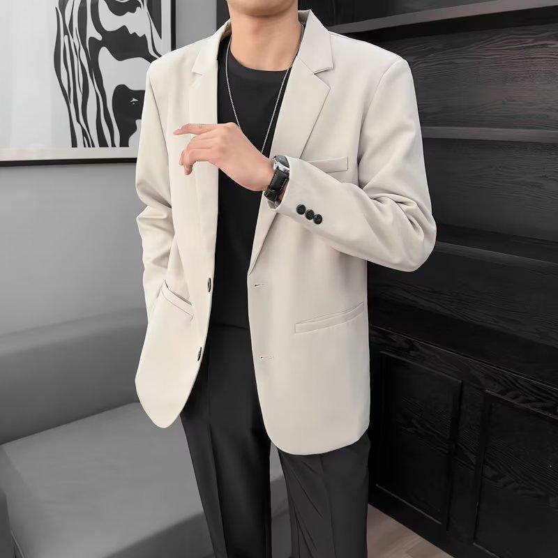 スーツ メンズ 韓国風 おしゃれ テーラードジャケット 春秋 カジュアル ゆったり ビジネス フォーマル 黒 ブラック カーキ ブルー ブラウン S M L XL 2XL 3XL 4XL