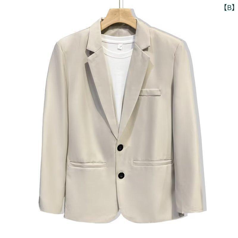スーツ メンズ 韓国風 おしゃれ テーラードジャケット 春秋 カジュアル ゆったり ビジネス フォーマル 黒 ブラック カーキ ブルー ブラウン S M L XL 2XL 3XL 4XL