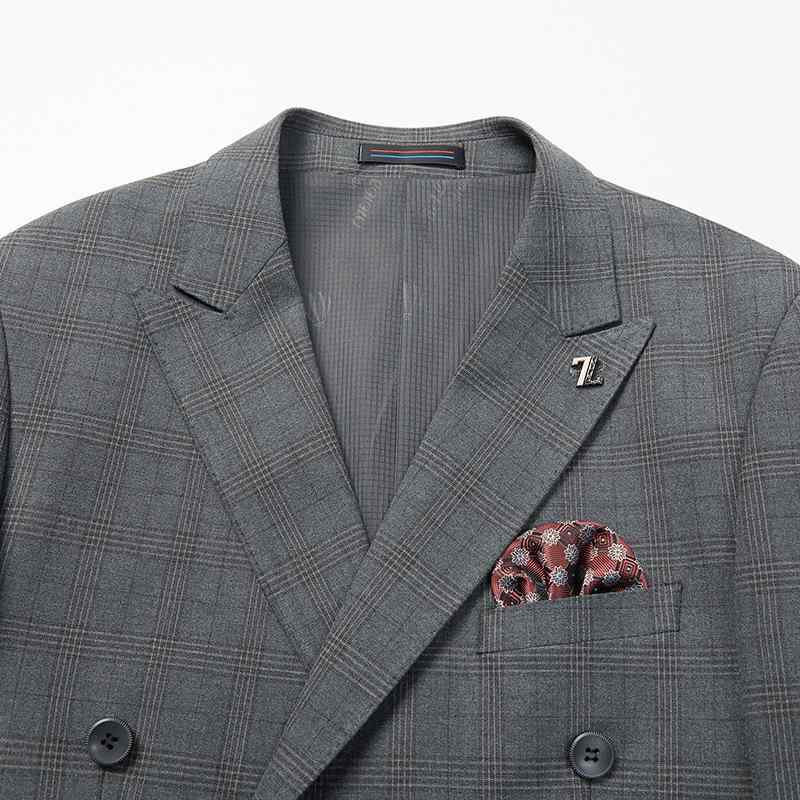 スーツ メンズ 男性用 ダブルブレスト 2点セット テーラード スリムフィット サイドベンツ 結婚式 二次会 パーティー フォーマル ビジネス オフィススタイル グレー