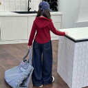 子供用セットアップ ニットカーディガン デニムパンツ 2点セット ガールズ 春秋 ミドルキッズ 8歳以上 140cm以上 女の子 女児 長袖 厚手 綿85% グ...