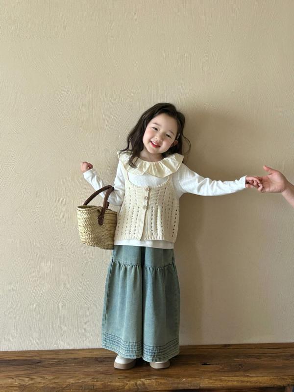 ニットベスト キッズ 女の子 子供服 ニット セーター 春秋 韓国風 無地 Vネック かわいい おしゃれ ト..