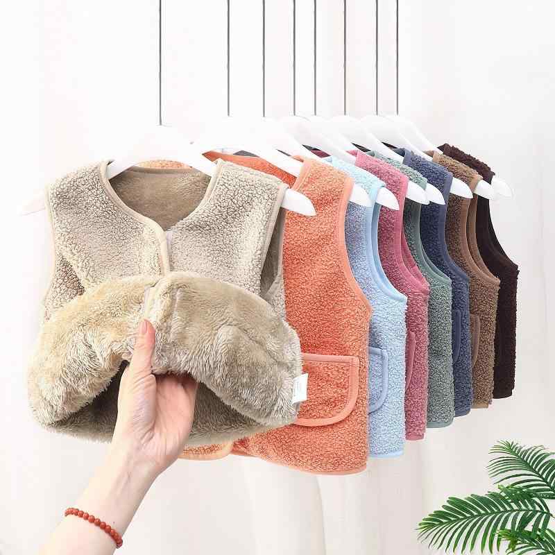 ベビー ベスト 秋冬 男女兼用 中小児 フリース チョッキ 子供 アウター 保温 コットン 厚手 深棕色