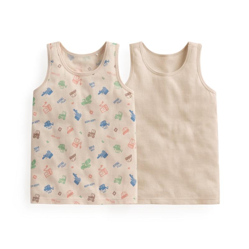 ベビー キッズ タンクトップ 2枚組 子供服 男の子 女の子 ノースリーブ Tシャツ カットソー コットン ..