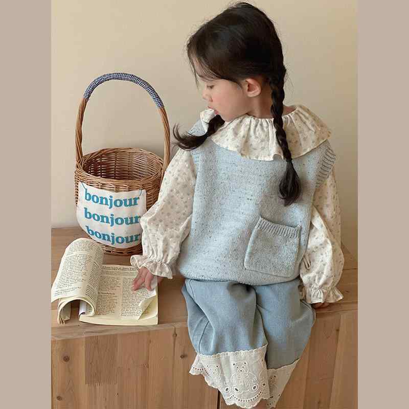 子供服 ニットベスト 女の子 春秋 おしゃれ着 ベスト かわいい キッズ 普段着 ノースリーブ セーター 90cm 100cm 110cm 120cm 130cm 140cm
