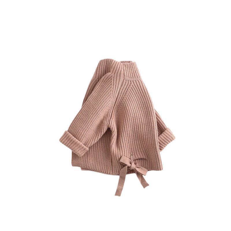 ニット・セーター 女の子 子供服 トップス プルオーバー 長袖 コットン 無地 ピンク系 チョコレート色 8歳以上