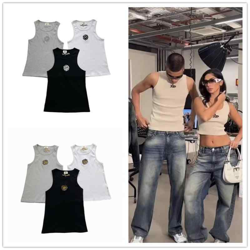 タンクトップ メンズ 男性用 コットン 刺繡入り スポーツ トレーニング トップス ブラック ホワイト グレー