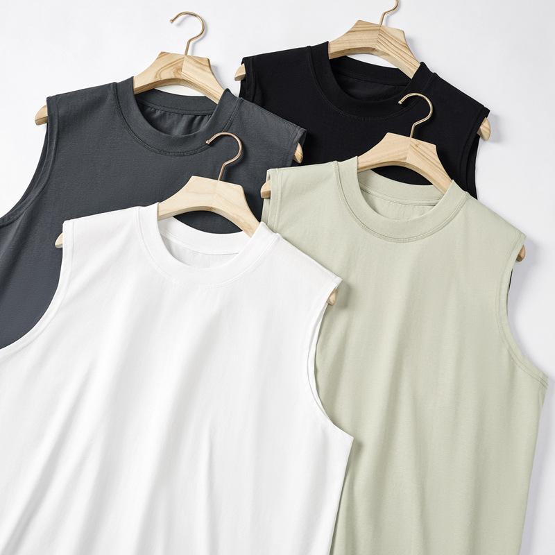 タンクトップ メンズ 男性用 接触冷感 涼感 スポーツ インナー トレーニング ランニング ノースリーブ 無地 白 黒 杏色 春夏(4)