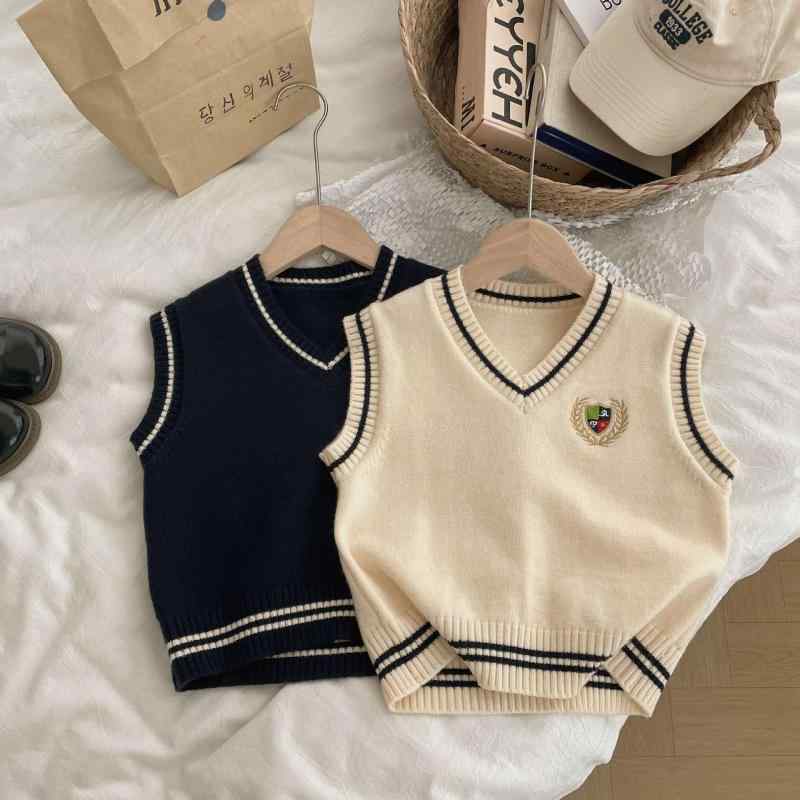 子供服 ニットベスト スクールベスト 春秋 学院風 ケーブル編み Vネック 90cm 100cm 110cm 120cm 130cm..