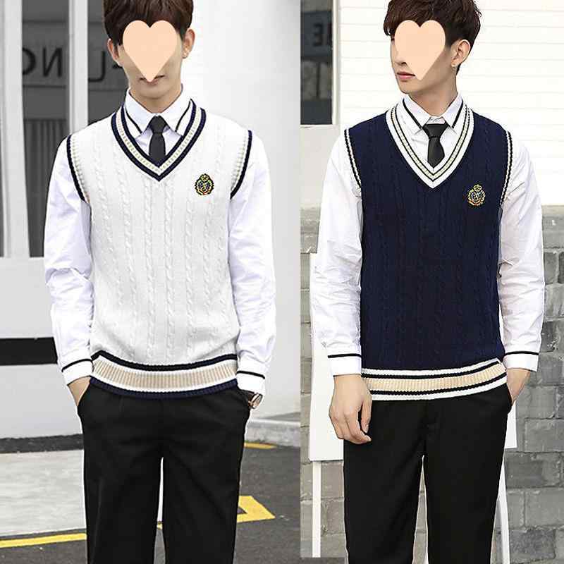 ニットベスト メンズ レディース コットン ノースリーブ Vネック スクール風 厚手 カジュアル トップス..