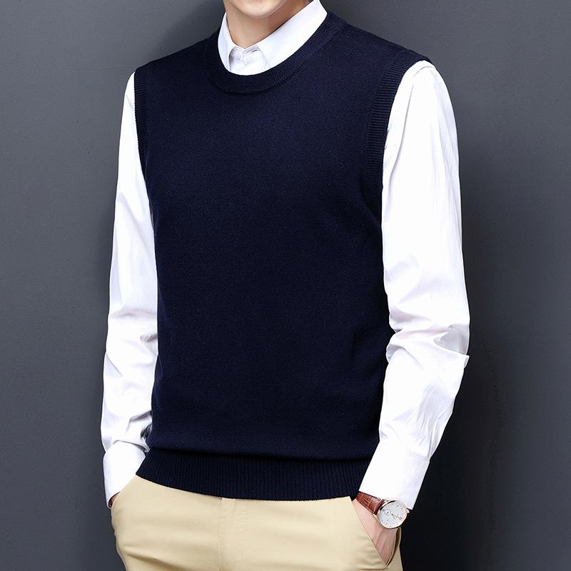 ニットベスト 男性用 ウール混 セーターベスト スリムフィット 無袖 チョッキ 韓国風 ファッション カジュアル スタイル トップス レッド グレー ブラック