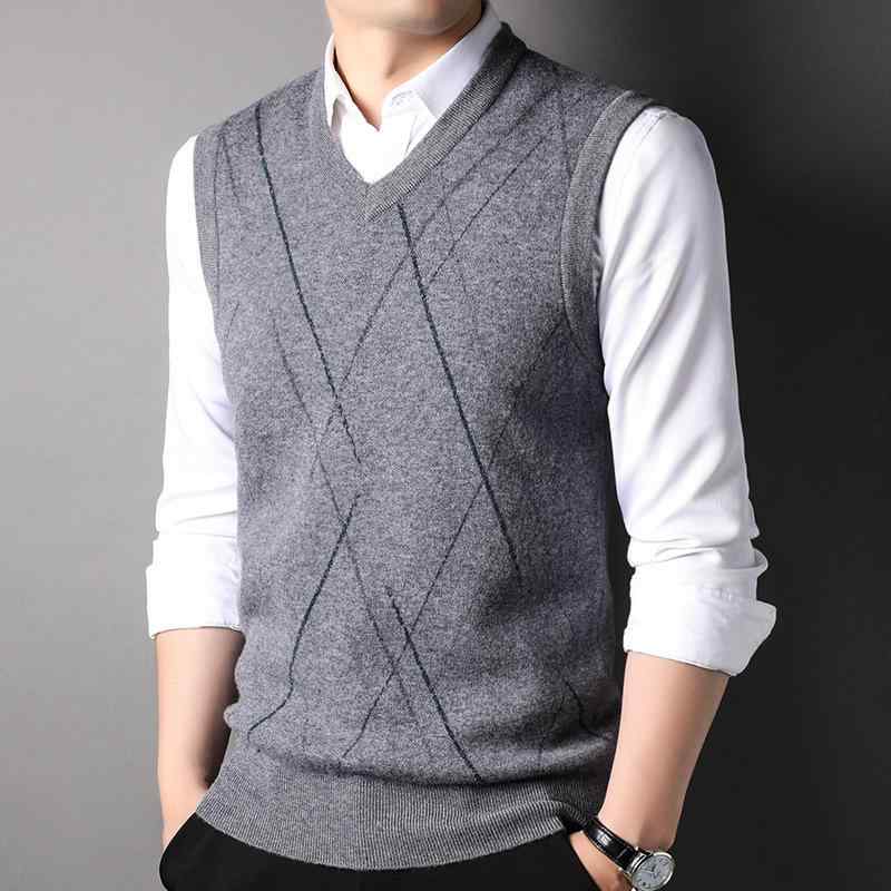 ベスト メンズ 男性用 Vネック ウール100％ ニット 秋冬 あったか 防寒 厚手 チョッキ トップス 無地 ..