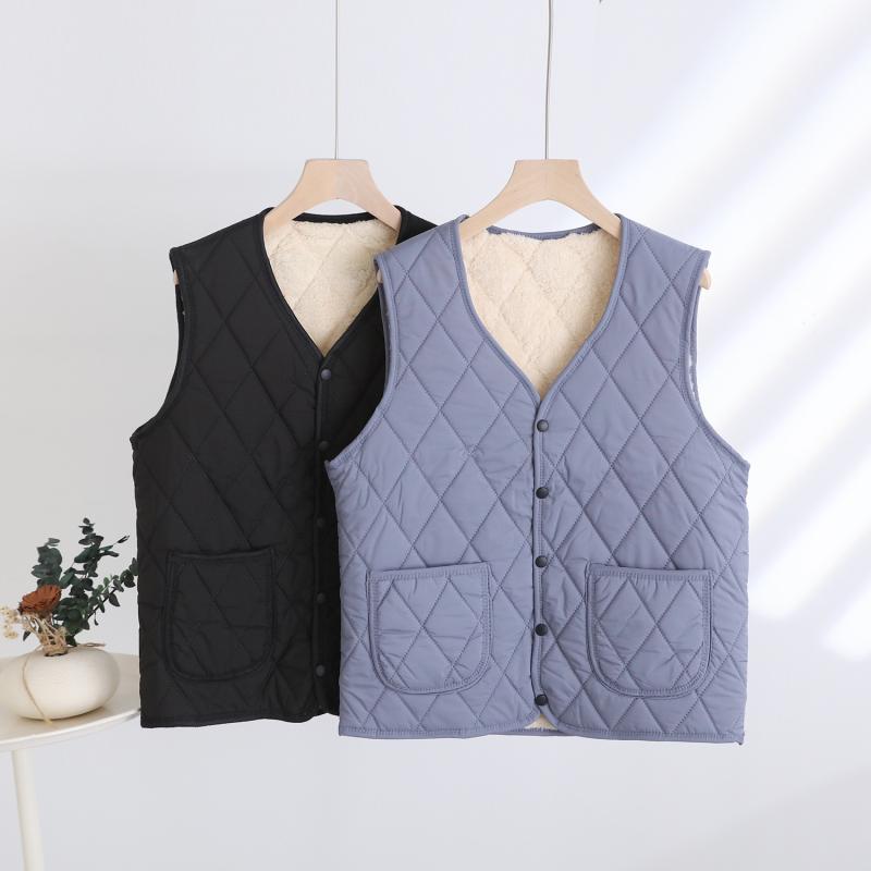 ベスト メンズ 男性用 中高齢者 羊毛 厚手 フリース 裏地 防寒 チョッキ ゆったり ポケット付き カジュ..