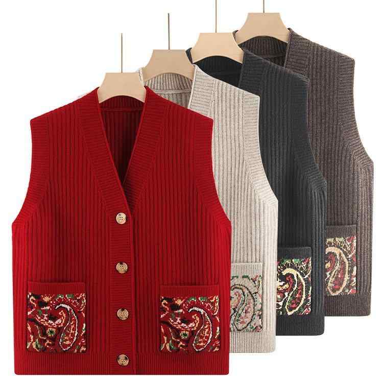 ニット レディース カーディガン ベスト 春秋 Vネック 婦人服 ミセス シニア シャーニル ゆったり ミル..