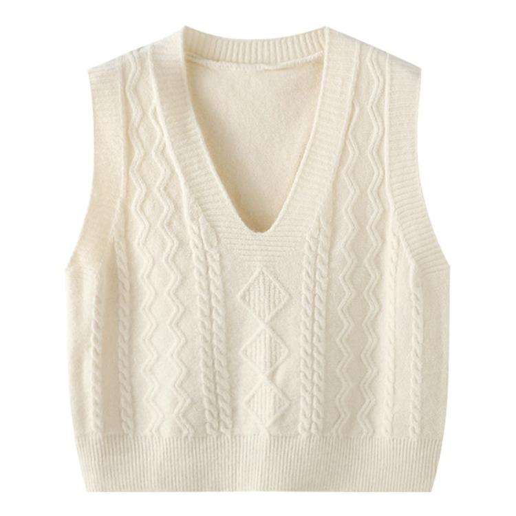 ニットベスト レディース Vネック プルオーバー カジュアル 通勤着 ノースリーブ セーター トップス ア..